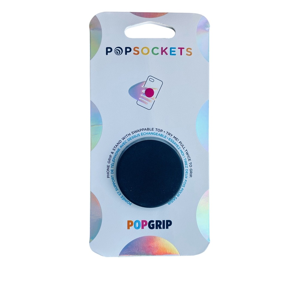 Popsockets‎ PopGrip NEW Swappable Top Black Phone Grip Mount NWT